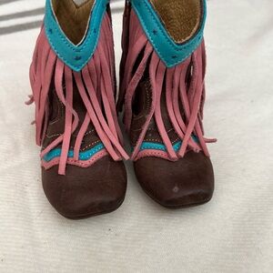 Adidas Brown Boots with Pink and Blue Accents
